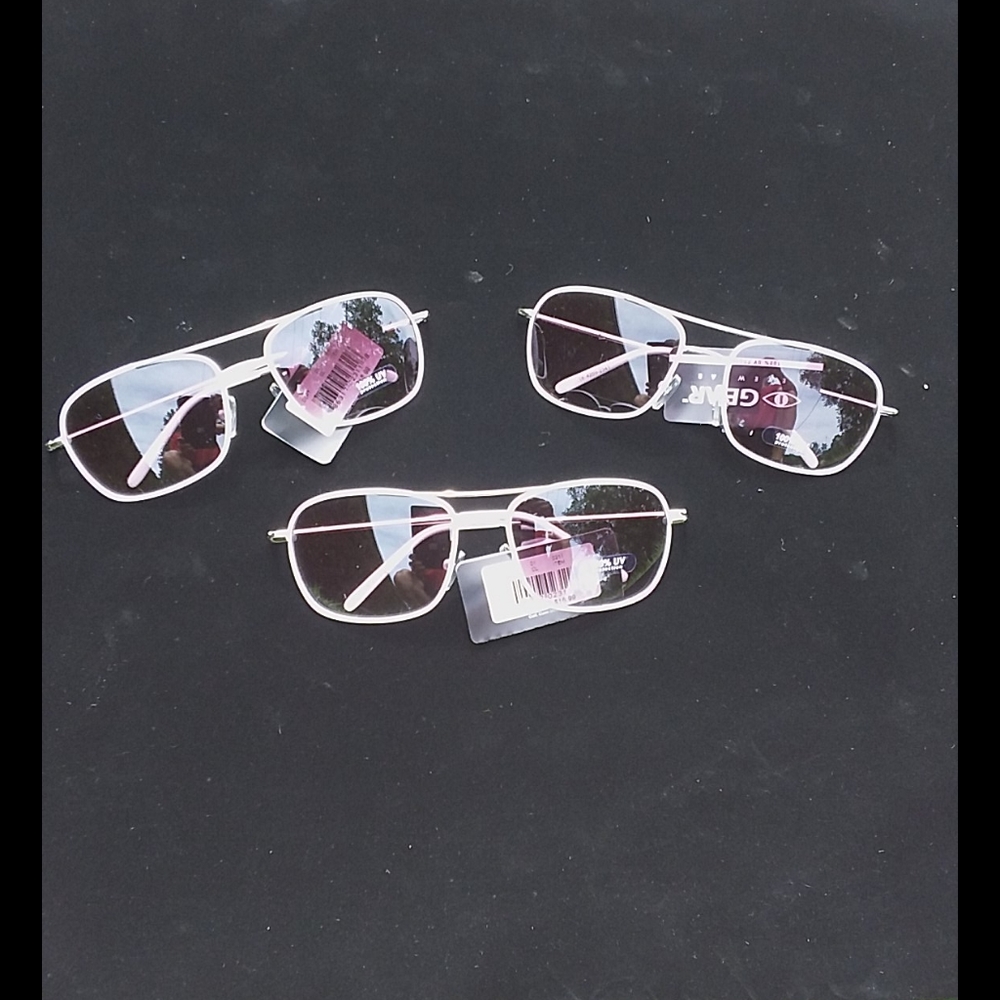 NWT White Silver, tinted, Square Aviator 3 for 1